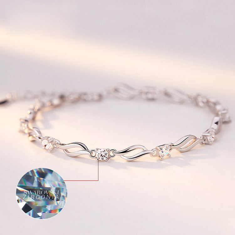 Silver-Plated Crystal Love Bracelet