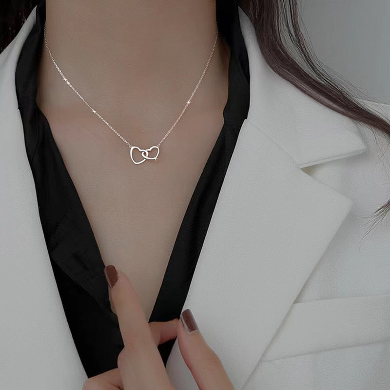 Alloy Double Heart Necklace