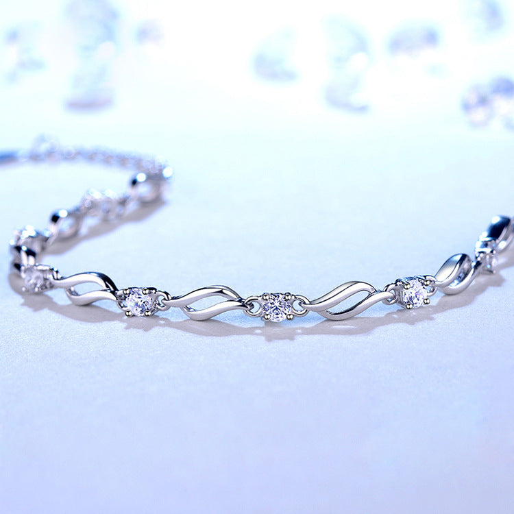 Silver-Plated Crystal Love Bracelet