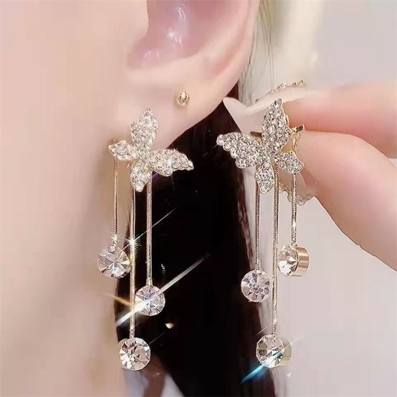 Diamond-encrusted Butterfly Earrings