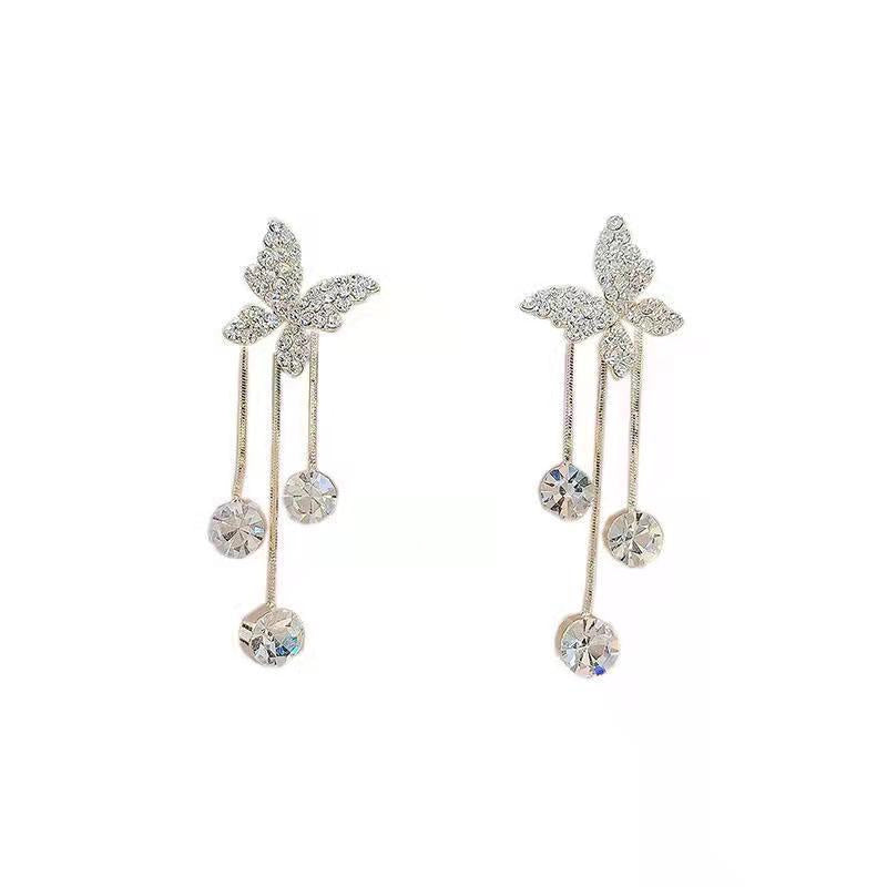 Diamond-encrusted Butterfly Earrings