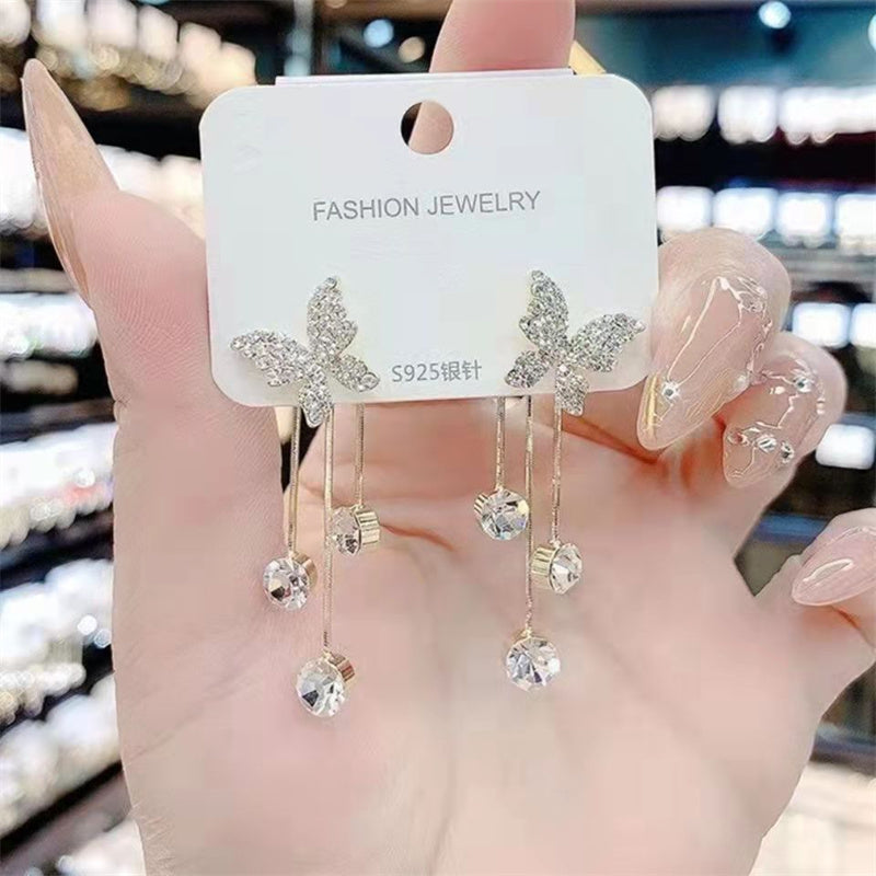 Diamond-encrusted Butterfly Earrings